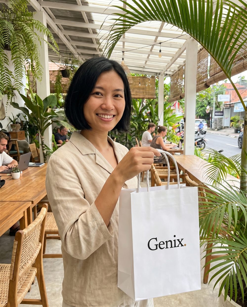 A Genix customer in Bali with their delivery
