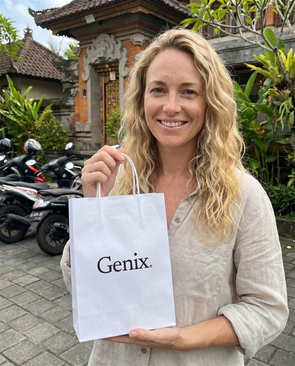 A Genix customer in Bali with their delivery